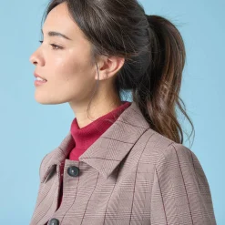 Jas En Mantel<Blancheporte Korte blazer met ruitenprint, kleine lengtes chocolade