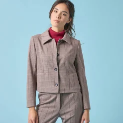 Jas En Mantel<Blancheporte Korte blazer met ruitenprint, kleine lengtes chocolade