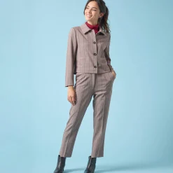 Jas En Mantel<Blancheporte Korte blazer met ruitenprint, kleine lengtes chocolade