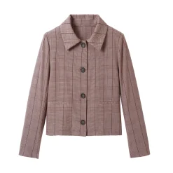 Jas En Mantel<Blancheporte Korte blazer met ruitenprint, kleine lengtes chocolade
