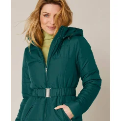 Parka En Donsjas<Colors&Co Korte gewatteerde jas met ceintuur dennengroen