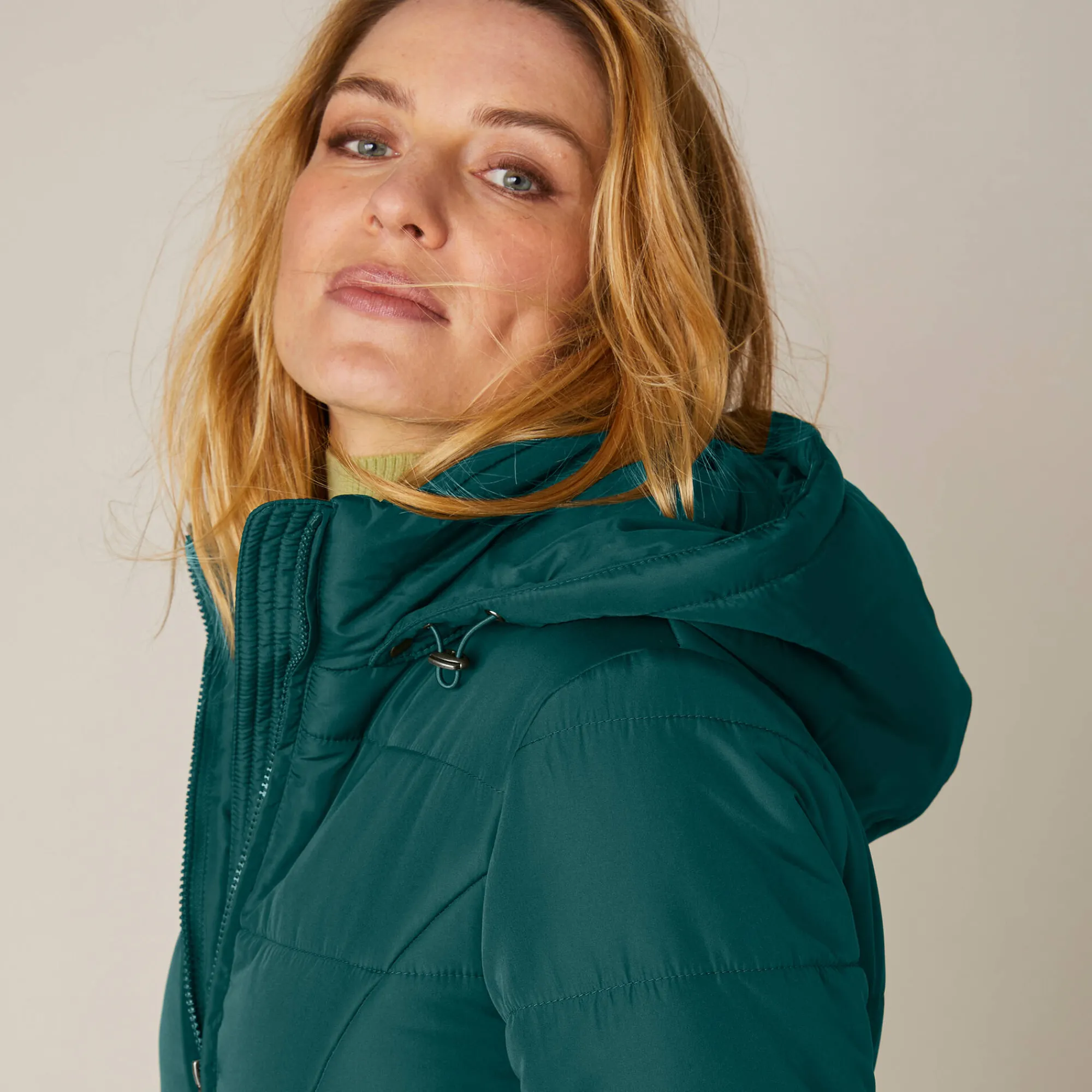 Parka En Donsjas<Colors&Co Korte gewatteerde jas met ceintuur dennengroen