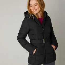 Parka En Donsjas<Colors&Co Korte gewatteerde jas met ceintuur zwart