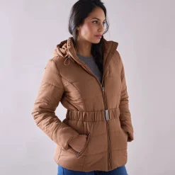 Parka En Donsjas<Colors&Co Korte gewatteerde jas met ceintuur karamel