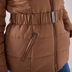 Parka En Donsjas<Colors&Co Korte gewatteerde jas met ceintuur karamel