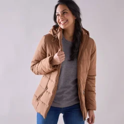 Parka En Donsjas<Colors&Co Korte gewatteerde jas met ceintuur karamel