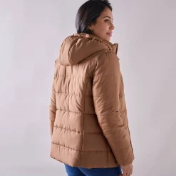 Parka En Donsjas<Colors&Co Korte gewatteerde jas met ceintuur karamel