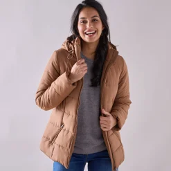 Parka En Donsjas<Colors&Co Korte gewatteerde jas met ceintuur karamel