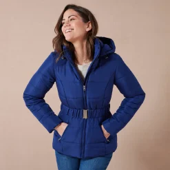 Parka En Donsjas<Colors&Co Korte gewatteerde jas met ceintuur inktblauw