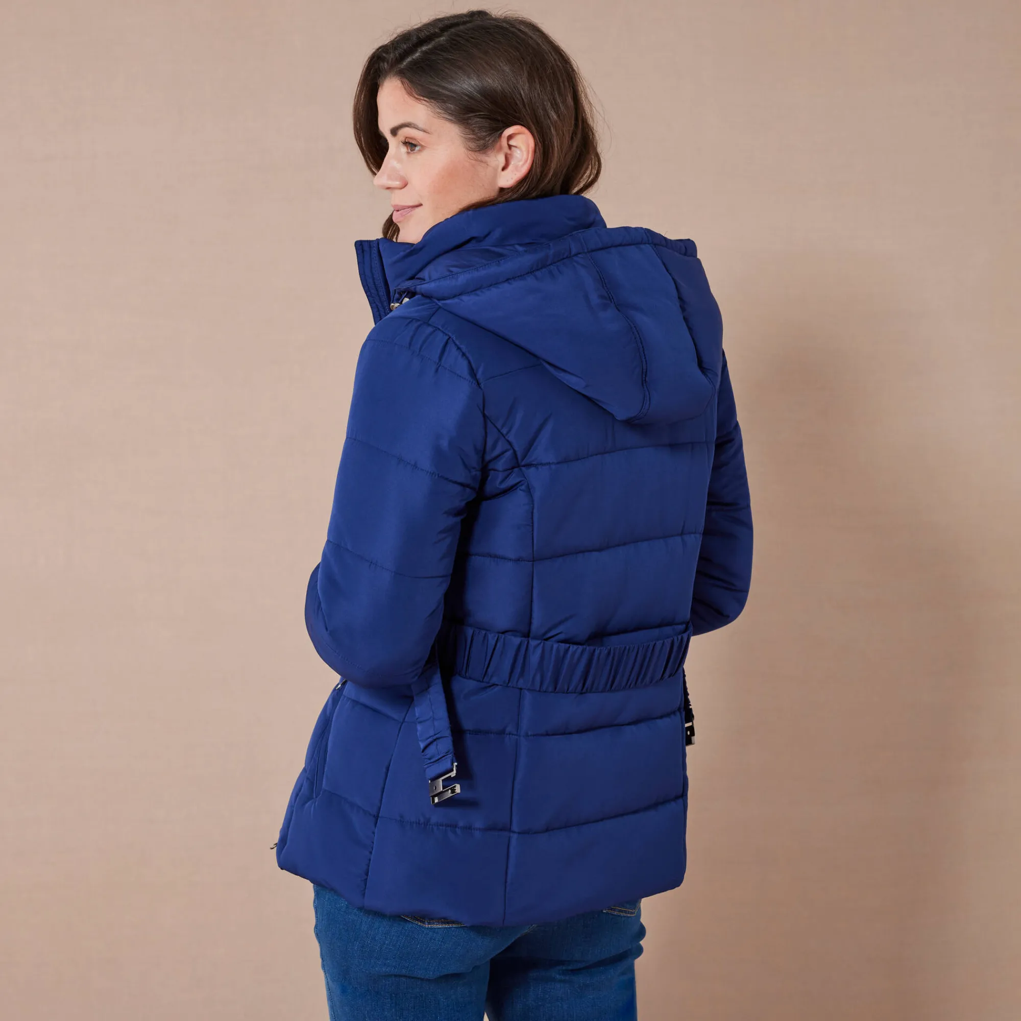 Parka En Donsjas<Colors&Co Korte gewatteerde jas met ceintuur inktblauw