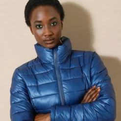 Parka En Donsjas<Blancheporte Korte, gewatteerde jas met metallic effect glanzend marine