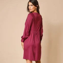 Feestoutfits Dames|Jurk<Blancheporte Korte jurk met stroken aan de schouders, effen crêpe bordeaux