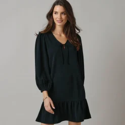 Feestoutfits Dames|Jurk<Lora Zellini Korte jurk met strook en striklintjes, crêpe zwart