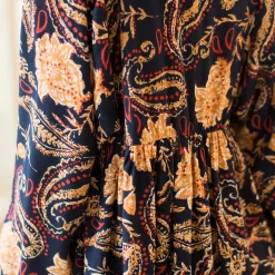 Jurk<Blancheporte Korte jurk met V-hals, 'boho' print marine / karamel