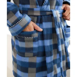 Pyjama En Kamerjas<Blancheporte Korte kamerjas in fleecetricot blauw geruit