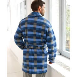 Pyjama En Kamerjas<Blancheporte Korte kamerjas in fleecetricot blauw geruit