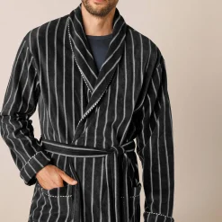 Pyjama En Kamerjas<Blancheporte Korte kamerjas in fleecetricot grijs gestreept