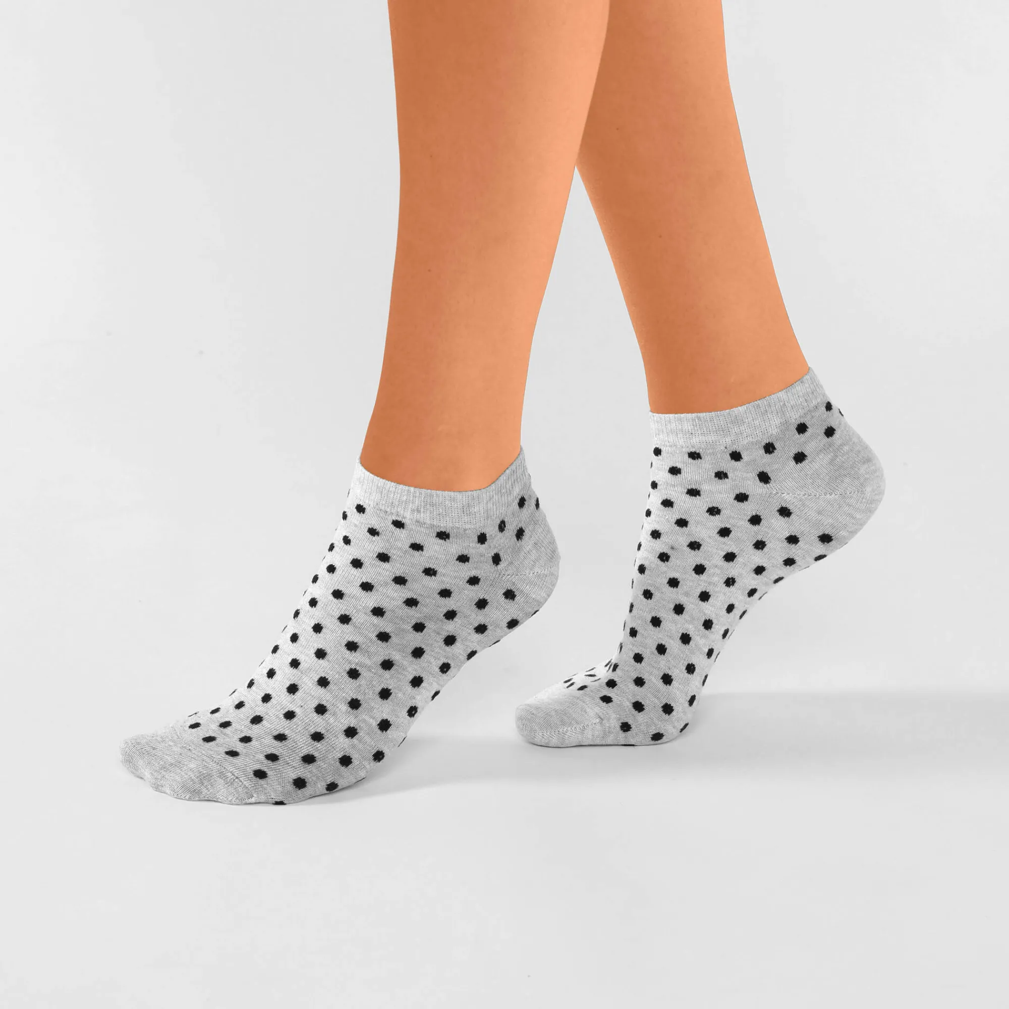 Panty’s, Kniekousen En Sokken<Blancheporte Korte sneakersokken met fantasiestippen - set van 5 paar grijs / zwart