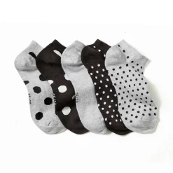Panty’s, Kniekousen En Sokken<Blancheporte Korte sneakersokken met fantasiestippen - set van 5 paar grijs / zwart