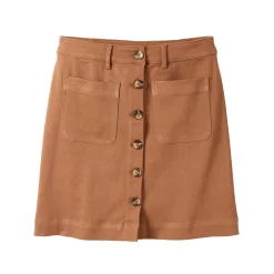 Rok<Blancheporte Korte, uitlopende rok met knopen karamel