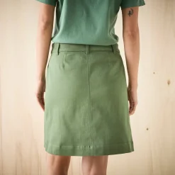 Rok<Blancheporte Korte, uitlopende rok met knopen kaki
