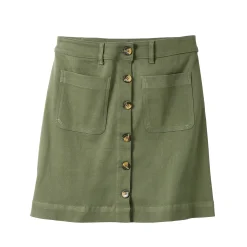 Rok<Blancheporte Korte, uitlopende rok met knopen kaki