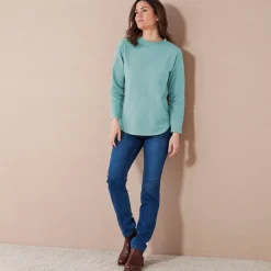 T-Shirt En Topje<Blancheporte Koudewerend T-shirt in molton met opstaande kraag celadonblauw