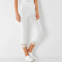 Legging<Lora Zellini Kuitbroek in rekbaar jerseytricot en kant wit