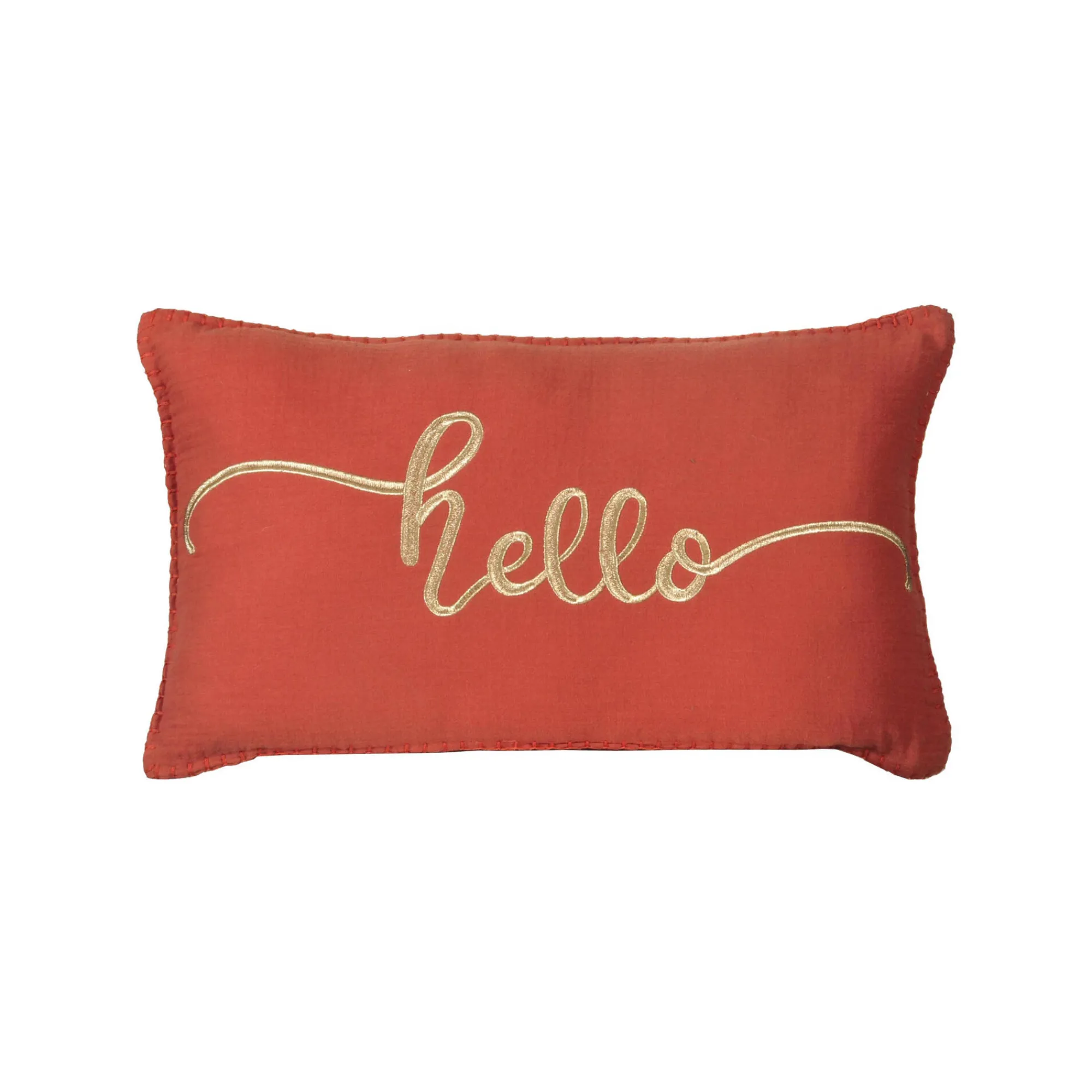 Feestdecoratie|Kussen<Blancheporte Kussen in tetrastof met borduursel terracotta