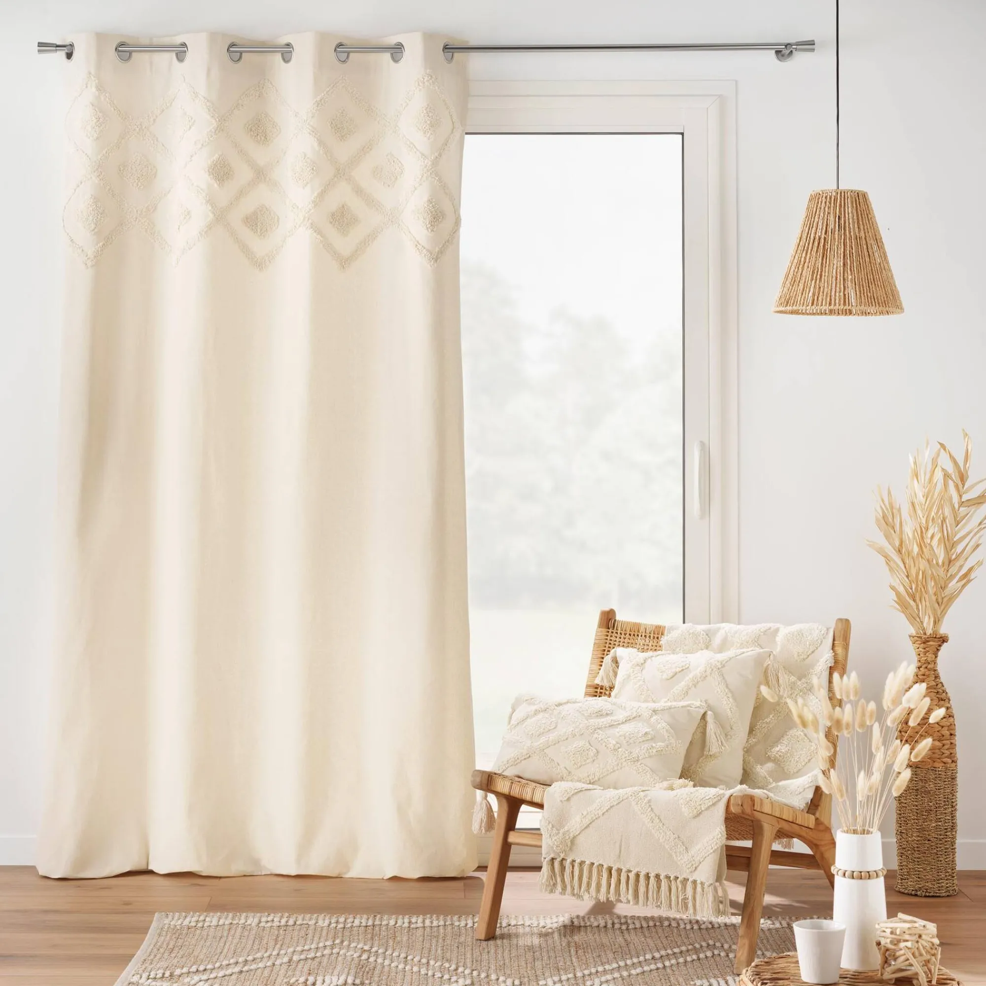 Kussen<Blancheporte Kussen met getufte ruiten naturel