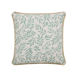 Kussen<Blancheporte Kussen met natuurlijke print en juten biesje saliegroen