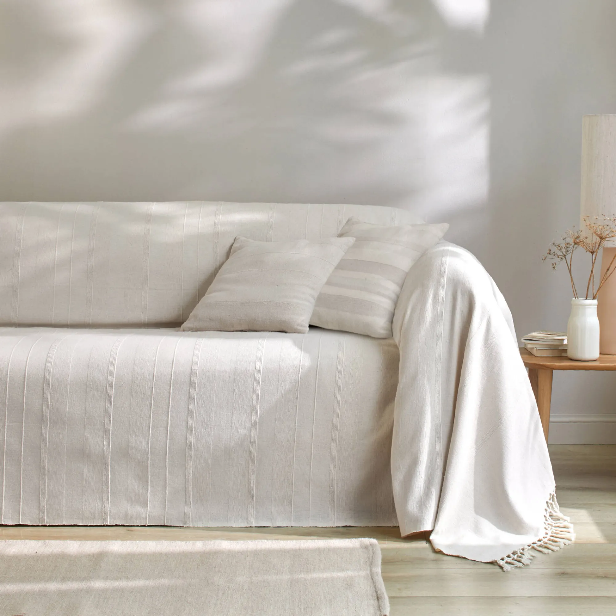 Kussenhoes<Blancheporte Kussenhoes in effen katoen met artisanaal weefsel - set van 2 ecru