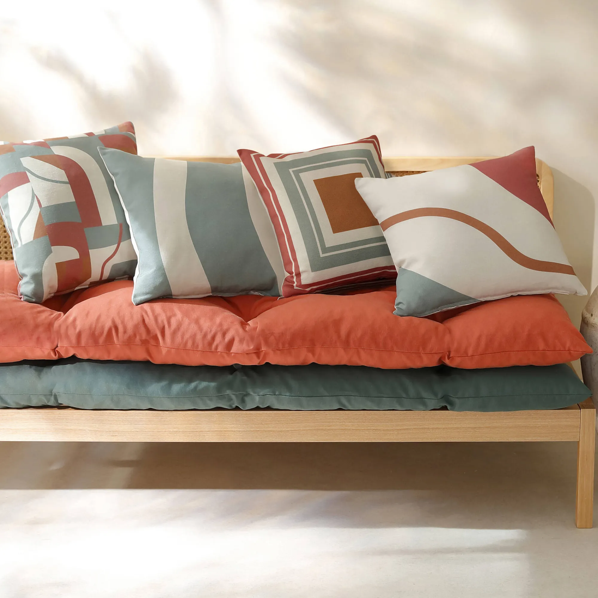 Kussenhoes<Blancheporte Kussenhoes met 'bochten' print - set van 2 ecru / terracotta