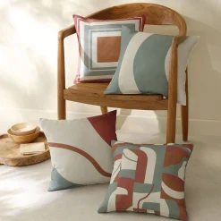 Kussenhoes<Blancheporte Kussenhoes met 'geometrische' print - set van 2 terracotta / karamel / eucalyptus