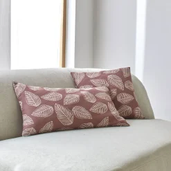 Kussenhoes<Blancheporte Kussenhoes met kleine bladerenprint - set van 2 wijnrood