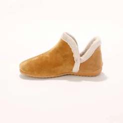Sloffen|Sloffen<Blancheporte Laarsjes in suède - gevoerde binnenkant met pluchetouch beige