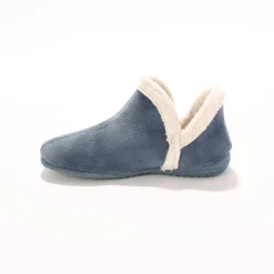 Sloffen|Sloffen<Blancheporte Laarsjes in suède - gevoerde binnenkant met pluchetouch blauw