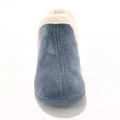Sloffen|Sloffen<Blancheporte Laarsjes in suède - gevoerde binnenkant met pluchetouch blauw