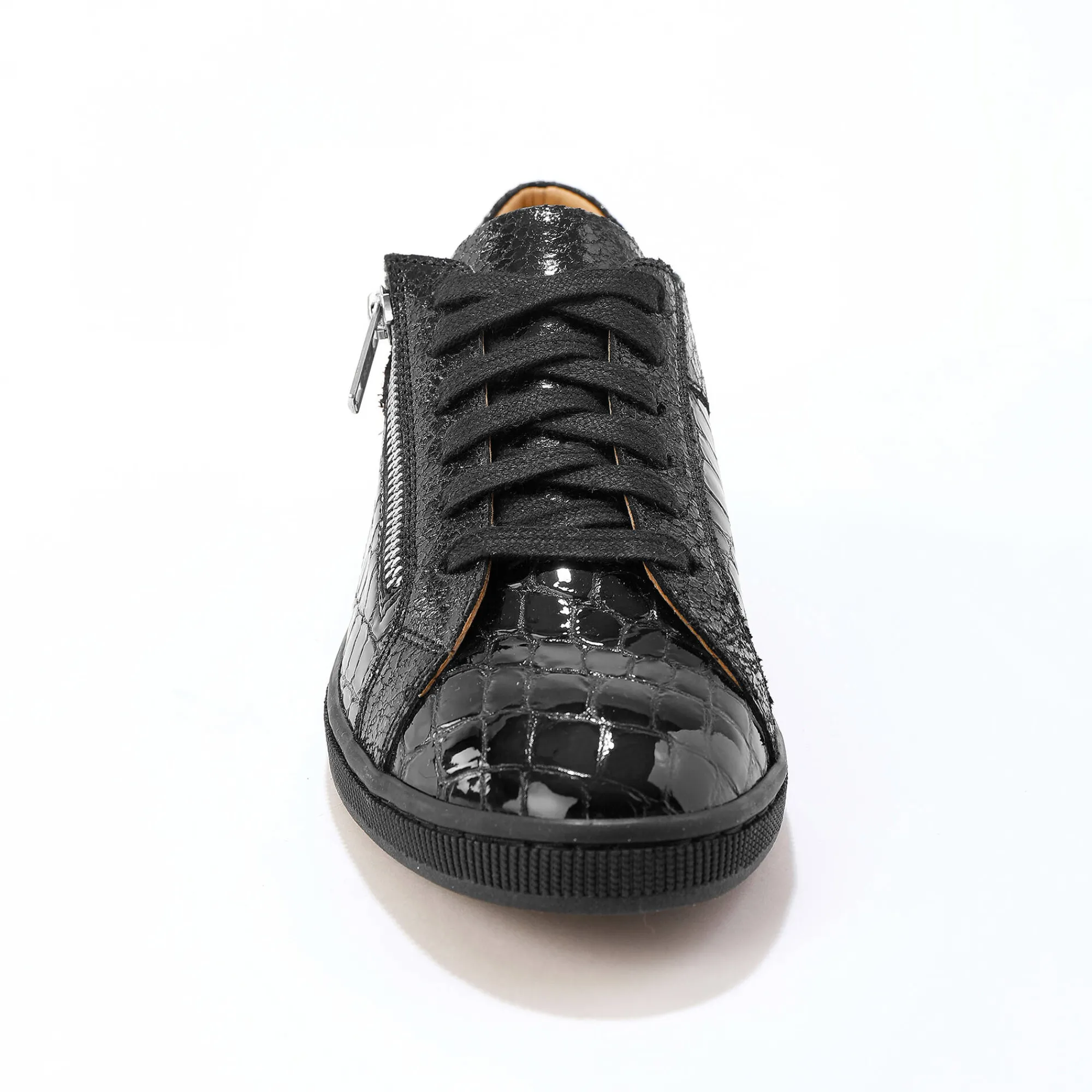 Feestelijke Schoenen|Baskets En Sneakers<Blancheporte Lage sneakers in soepel leer met kroko-effect en rits zwart
