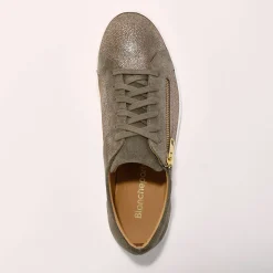 Baskets En Sneakers|Schoenen<Blancheporte Lage sneakers met rits in soepel en glanzend leer taupe
