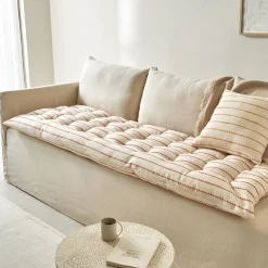 Vloerkussen<Blancheporte Lang, decoratief kussen in artisanaal weefsel naturel / terracotta