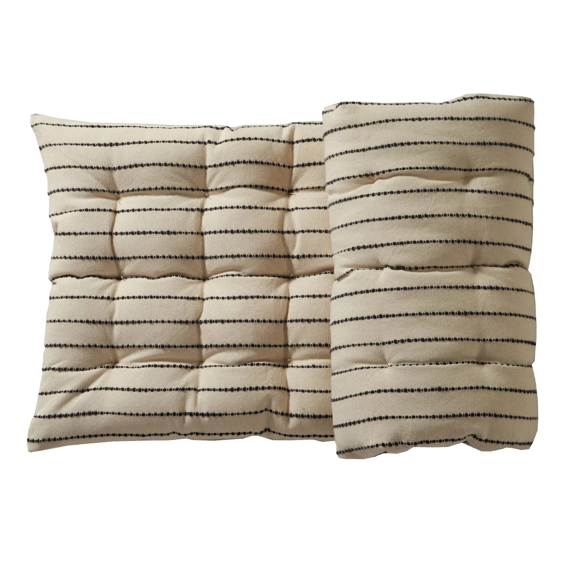Vloerkussen<Blancheporte Lang, decoratief kussen in artisanaal weefsel naturel / zwart