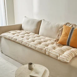 Vloerkussen<Blancheporte Lang, decoratief kussen in artisanaal weefsel naturel / honing