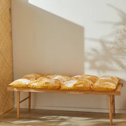 Vloerkussen<Blancheporte Lang, decoratief kussen met bladerenprint geel