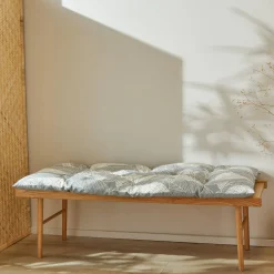Vloerkussen<Blancheporte Lang, decoratief kussen met bladerenprint parelgrijs