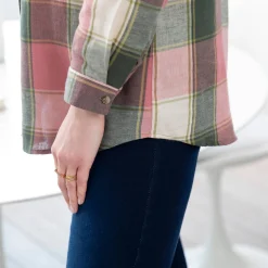 Bloes En Tuniek<Blancheporte Lang hemd in flanel met grote ruiten roze / groen