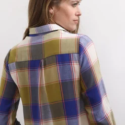 Bloes En Tuniek<Blancheporte Lang hemd in flanel met grote ruiten mosgroen / ecru