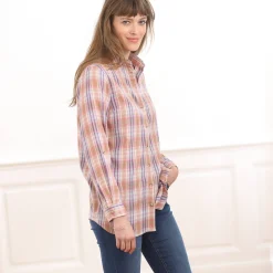 Bloes En Tuniek<Blancheporte Lang hemd in geruit flanel bosbes