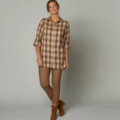 Bloes En Tuniek<Blancheporte Lang hemd in geruit flanel karamel