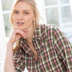 Bloes En Tuniek<Blancheporte Lang hemd met ingeweven ruitjes, flanel groen / roze